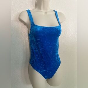 🆕 FREE PEOPLE X SOLID & STRIPED BLUE VELVET TONI ONE PIECE